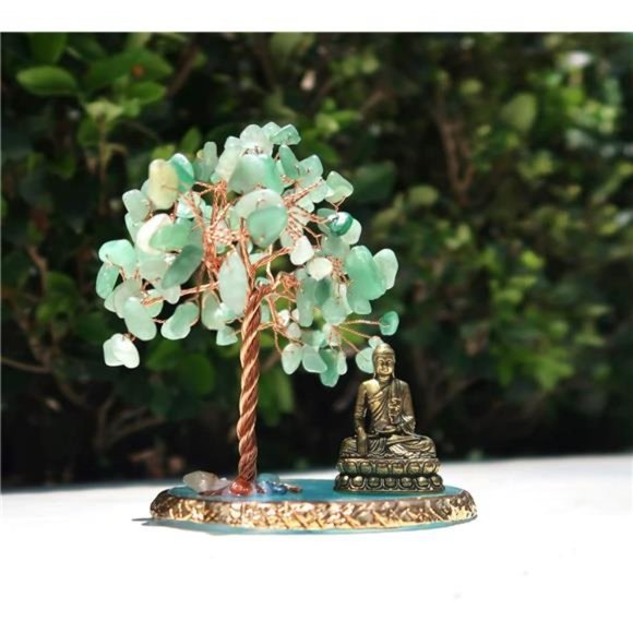 Buddha Statue with Healing Crystal Tree, Home Decor Yoga Meditation Office Desk - Picture 4 of 7